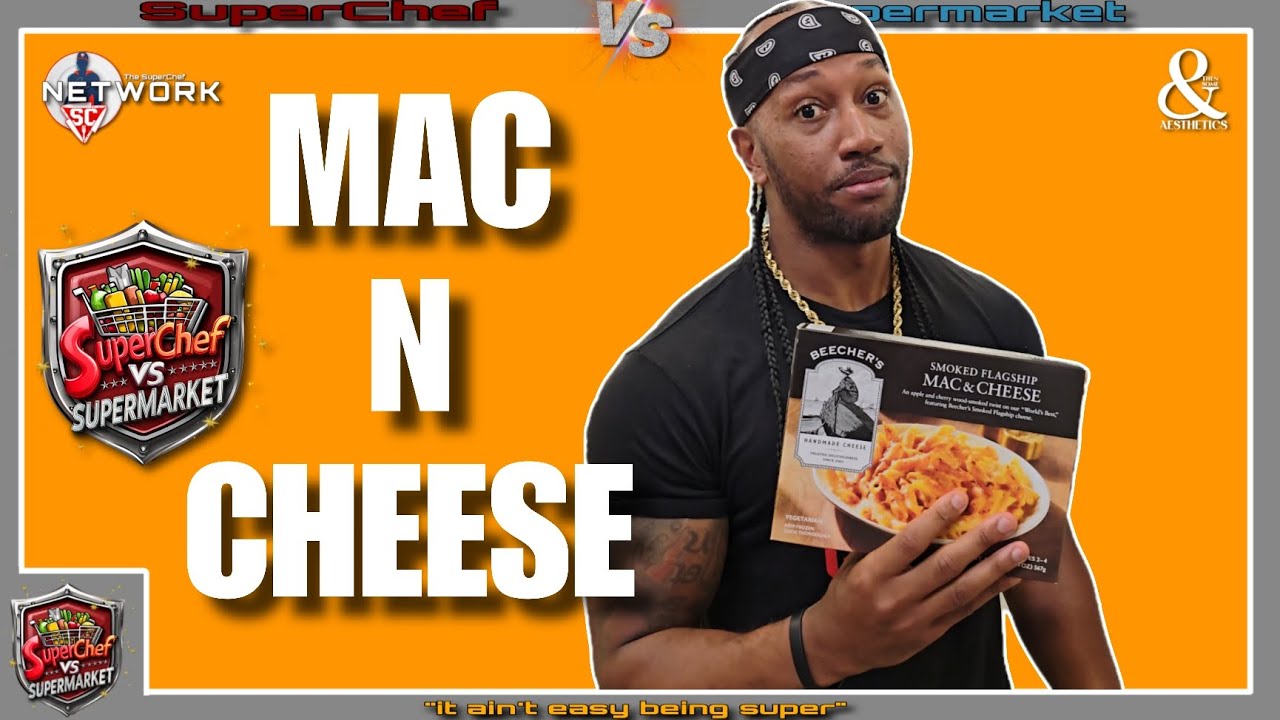 Gourmet smoked mac and cheese with golden breadcrumb topping on a kitchen counter